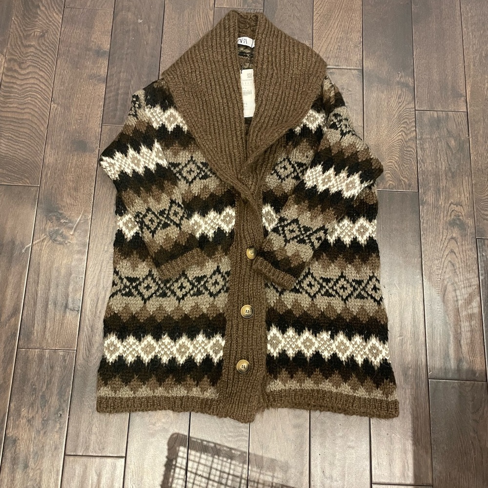 Zara fair isle cardigan jacket